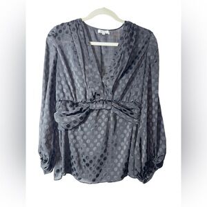 Max Studio Black Long Sleeve Tie Front Blouse